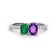 1 - Galina 7x5 mm Emerald Cut Emerald and 8x6 mm Oval Amethyst 2 Stone Duo Ring 