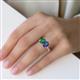 2 - Galina 7x5 mm Emerald Cut Emerald and 8x6 mm Oval Iolite 2 Stone Duo Ring 