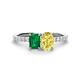 1 - Galina 7x5 mm Emerald Cut Emerald and 8x6 mm Oval Yellow Sapphire 2 Stone Duo Ring 