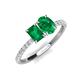 4 - Galina 7x5 mm Emerald Cut and 8x6 mm Oval Emerald 2 Stone Duo Ring 