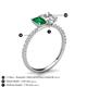 5 - Galina 7x5 mm Emerald Cut Emerald and 8x6 mm Oval Forever Brilliant Moissanite 2 Stone Duo Ring 