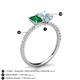 5 - Galina 7x5 mm Emerald Cut Emerald and 8x6 mm Oval Aquamarine 2 Stone Duo Ring 