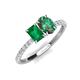 4 - Galina 7x5 mm Emerald Cut Emerald and 8x6 mm Oval Lab Created Alexandrite 2 Stone Duo Ring 