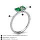 5 - Galina 7x5 mm Emerald Cut Emerald and 8x6 mm Oval Lab Created Alexandrite 2 Stone Duo Ring 