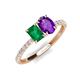 4 - Galina 7x5 mm Emerald Cut Emerald and 8x6 mm Oval Amethyst 2 Stone Duo Ring 