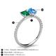5 - Galina 7x5 mm Emerald Cut Emerald and 8x6 mm Oval Blue Topaz 2 Stone Duo Ring 
