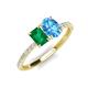 4 - Galina 7x5 mm Emerald Cut Emerald and 8x6 mm Oval Blue Topaz 2 Stone Duo Ring 