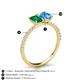 5 - Galina 7x5 mm Emerald Cut Emerald and 8x6 mm Oval Blue Topaz 2 Stone Duo Ring 