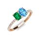 4 - Galina 7x5 mm Emerald Cut Emerald and 8x6 mm Oval Blue Topaz 2 Stone Duo Ring 