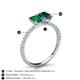 5 - Galina 7x5 mm Emerald Cut Emerald and 8x6 mm Oval London Blue Topaz 2 Stone Duo Ring 