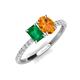 4 - Galina 7x5 mm Emerald Cut Emerald and 8x6 mm Oval Citrine 2 Stone Duo Ring 