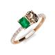 4 - Galina 7x5 mm Emerald Cut Emerald and 8x6 mm Oval Smoky Quartz 2 Stone Duo Ring 