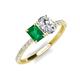 4 - Galina 7x5 mm Emerald Cut Emerald and 8x6 mm Oval Forever Brilliant Moissanite 2 Stone Duo Ring 