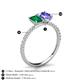 5 - Galina 7x5 mm Emerald Cut Emerald and 8x6 mm Oval Tanzanite 2 Stone Duo Ring 