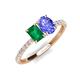 4 - Galina 7x5 mm Emerald Cut Emerald and 8x6 mm Oval Tanzanite 2 Stone Duo Ring 