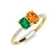 4 - Galina 7x5 mm Emerald Cut Emerald and 8x6 mm Oval Citrine 2 Stone Duo Ring 