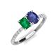 4 - Galina 7x5 mm Emerald Cut Emerald and 8x6 mm Oval Iolite 2 Stone Duo Ring 