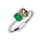 4 - Galina 7x5 mm Emerald Cut Emerald and 8x6 mm Oval Smoky Quartz 2 Stone Duo Ring 