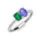 4 - Galina 7x5 mm Emerald Cut Emerald and 8x6 mm Oval Tanzanite 2 Stone Duo Ring 