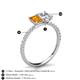 5 - Galina 7x5 mm Emerald Cut Citrine and IGI Certified 8x6 mm Oval Lab Grown Diamond 2 Stone Duo Ring 