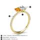 5 - Galina 7x5 mm Emerald Cut Citrine and IGI Certified 8x6 mm Oval Lab Grown Diamond 2 Stone Duo Ring 