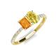 4 - Galina 7x5 mm Emerald Cut Citrine and 8x6 mm Oval Yellow Sapphire 2 Stone Duo Ring 