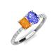 4 - Galina 7x5 mm Emerald Cut Citrine and 8x6 mm Oval Tanzanite 2 Stone Duo Ring 