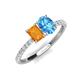 4 - Galina 7x5 mm Emerald Cut Citrine and 8x6 mm Oval Blue Topaz 2 Stone Duo Ring 