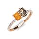 4 - Galina 7x5 mm Emerald Cut Citrine and 8x6 mm Oval Smoky Quartz 2 Stone Duo Ring 