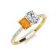 4 - Galina 7x5 mm Emerald Cut Citrine and IGI Certified 8x6 mm Oval Lab Grown Diamond 2 Stone Duo Ring 