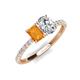 4 - Galina 7x5 mm Emerald Cut Citrine and 8x6 mm Oval Forever Brilliant Moissanite 2 Stone Duo Ring 