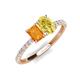 4 - Galina 7x5 mm Emerald Cut Citrine and 8x6 mm Oval Yellow Sapphire 2 Stone Duo Ring 