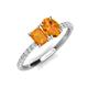 4 - Galina 7x5 mm Emerald Cut Citrine and 8x6 mm Oval Citrine 2 Stone Duo Ring 