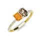 4 - Galina 7x5 mm Emerald Cut Citrine and 8x6 mm Oval Smoky Quartz 2 Stone Duo Ring 