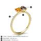 5 - Galina 7x5 mm Emerald Cut Citrine and 8x6 mm Oval Smoky Quartz 2 Stone Duo Ring 