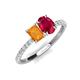 4 - Galina 7x5 mm Emerald Cut Citrine and 8x6 mm Oval Ruby 2 Stone Duo Ring 