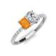 4 - Galina 7x5 mm Emerald Cut Citrine and IGI Certified 8x6 mm Oval Lab Grown Diamond 2 Stone Duo Ring 