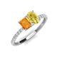 4 - Galina 7x5 mm Emerald Cut Citrine and 8x6 mm Oval Yellow Sapphire 2 Stone Duo Ring 