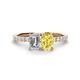 1 - Galina IGI Certified 7x5 mm Emerald Cut Lab Grown Diamond and 8x6 mm Oval Yellow Sapphire 2 Stone Duo Ring 