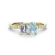 1 - Galina IGI Certified 7x5 mm Emerald Cut Lab Grown Diamond and 8x6 mm Oval Aquamarine 2 Stone Duo Ring 