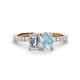 1 - Galina IGI Certified 7x5 mm Emerald Cut Lab Grown Diamond and 8x6 mm Oval Aquamarine 2 Stone Duo Ring 