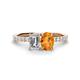 1 - Galina IGI Certified 7x5 mm Emerald Cut Lab Grown Diamond and 8x6 mm Oval Citrine 2 Stone Duo Ring 