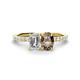 1 - Galina IGI Certified 7x5 mm Emerald Cut Lab Grown Diamond and 8x6 mm Oval Smoky Quartz 2 Stone Duo Ring 