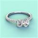 3 - Galina IGI Certified 7x5 mm Emerald Cut Lab Grown Diamond and 8x6 mm Oval Forever Brilliant Moissanite 2 Stone Duo Ring 