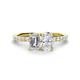 1 - Galina IGI Certified 7x5 mm Emerald Cut Lab Grown Diamond and 8x6 mm Oval White Sapphire 2 Stone Duo Ring 