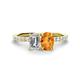 1 - Galina IGI Certified 7x5 mm Emerald Cut Lab Grown Diamond and 8x6 mm Oval Citrine 2 Stone Duo Ring 