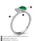 5 - Galina 7x5 mm Emerald Cut Forever Brilliant Moissanite and 8x6 mm Oval Emerald 2 Stone Duo Ring 