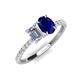 4 - Galina 7x5 mm Emerald Cut Forever One Moissanite and 8x6 mm Oval Blue Sapphire 2 Stone Duo Ring 