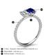 5 - Galina 7x5 mm Emerald Cut Forever One Moissanite and 8x6 mm Oval Blue Sapphire 2 Stone Duo Ring 