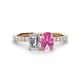 1 - Galina 7x5 mm Emerald Cut Forever One Moissanite and 8x6 mm Oval Pink Sapphire 2 Stone Duo Ring 